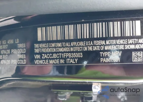 2015 Jeep Renegade Trailhawk z USA, uszkodzony, nr VIN ZACCJBCT1FPB35003